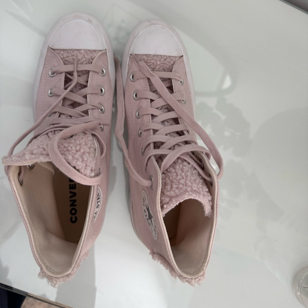 Converse Chuck Taylor Lugged Lug Sole Sherpa Hi Top Pink Sneaker Shoe -Size 8 - Picture 4 of 5